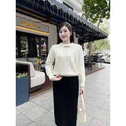 Áo len nữ Evalover Thiết Kế Cổ Choker Đính Ngọc Phối Tơi Kim Tuyến Chất len ép dày, kiểu dáng freesize M629 7