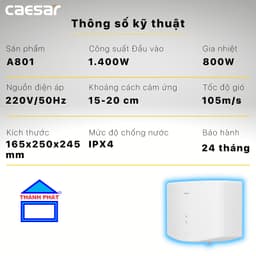 HappyHomeHn1 -A801 - [CHÍNH HÃNG] Máy Sấy Tay dùng điện AC220v Caesar A801 3