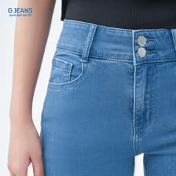 Quần bò nữ ống loe cạp cao GENVIET JEANS vải denim form ôm, chất co giãn 8783 4