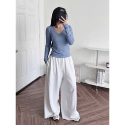 Áo Thun Nữ Dài Tay Cổ Tim vải tăm mịn mát tôn dáng m878 4