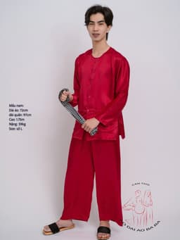 Bộ bà ba phi bóng đỏ đô - Có bộ bà ba Bigsize- may sỉ bà ba toàn quốc - May bộ bà ba theo yêu cầu 4