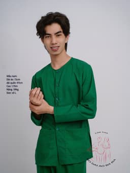Bộ áo bà ba nam kate xanh lá cây truyền thống - Có bộ bà ba Bigsize- may sỉ bà ba toàn quốc - May bộ bà ba theo yêu cầu 9