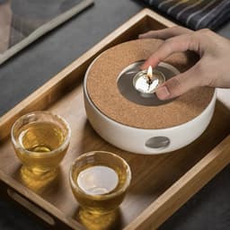 Đế đun nến gốm sứ trắng làm nóng trà. Đế giữ nóng trà bằng nến 2