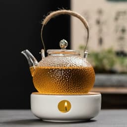Đế đun nến gốm sứ trắng làm nóng trà. Đế giữ nóng trà bằng nến 3