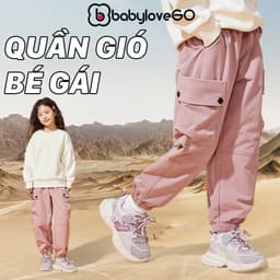 Quần dài bé gái BabyloveGO, quần gió cho bé vải gió trám cao cấp chống nước, chống gió kiểu dáng thời trang 1