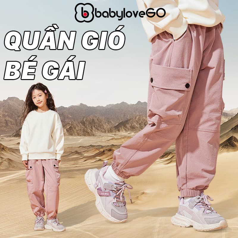 Quần dài bé gái BabyloveGO, quần gió cho bé vải gió trám cao cấp chống nước, chống gió kiểu dáng thời trang