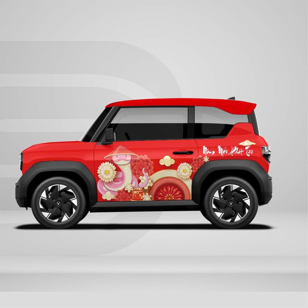 [HỎA TỐC] "Decal dán xe VF3 - Tem xe độc đáo - Sticker Xe - Trang trí xe Tết" Temxe.Net