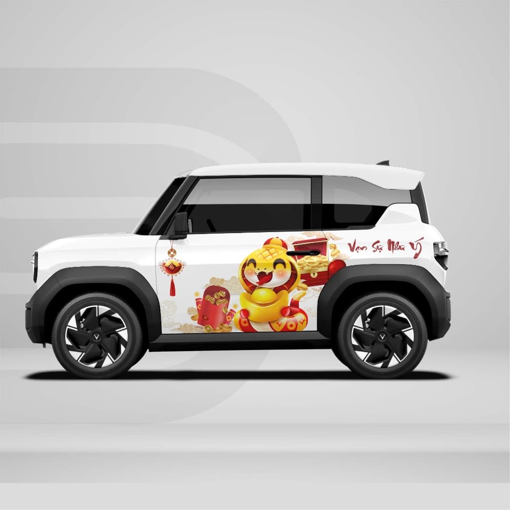 [HỎA TỐC] Sticker Tem Dán Decal Xe VF3 Mẫu Tết Hình Rồng  In Hình Theo Yêu Cầu IB Shop Temxe.Net