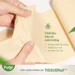 [2 THÙNG] Giấy Fudo cuộn 3 lớp 100% sợi tre tự nhiên, không tẩy trắng, không lõi - 96 cuộn 7