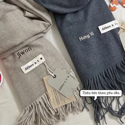 (THÊU TÊN) Khăn Len Dạ Cao Cấp Thêu Tên Theo Yêu Cầu Khăn Choàng Cổ Quà Tặng Bạn Trai Bạn Gái Valentine 65*200cm 6
