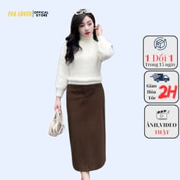 Áo len lông thỏ trơn kiểu dáng xuông chất len thỏ mềm mịn tay bồng siêu xinh Evalover 2
