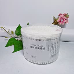Hộp 500 tăm bông ráy tai cotton 2 đầu thân gỗ an toàn vệ sinh 0.5x7.5cm Hộp 500 tăm bông 2 đầu vệ sinh tai, mũi 8