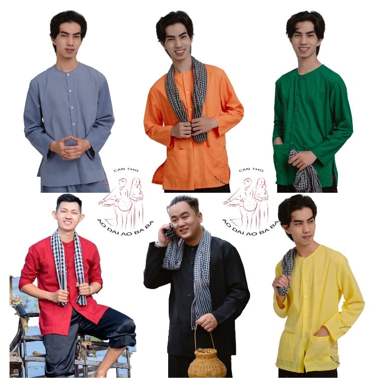 Áo bà ba lẻ vải Kate silk Xám/ Cam/ Xanh lá/ Đỏ/ Đen/ Vàng - Miền tây-giá rẻ- Có bộ bà ba Bigsize