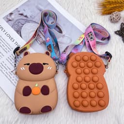 Túi tỏi xách silicon popit đeo chéo hình chuột lang nước capybara thời trang đựng bao bì lì xì popit 9