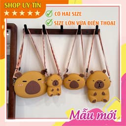 [Lớn, vừa điện thoại] Túi xách silicon đeo chéo chuột lang nước Capybara đựng lì xì thời trang 1