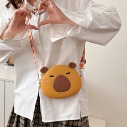 [Lớn, vừa điện thoại] Túi xách silicon đeo chéo chuột lang nước Capybara đựng lì xì thời trang 2