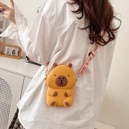 [Lớn, vừa điện thoại] Túi xách silicon đeo chéo chuột lang nước Capybara đựng lì xì thời trang 4