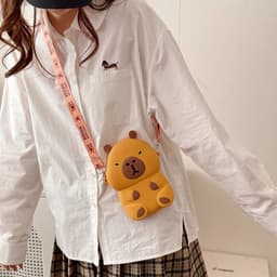 [Lớn, vừa điện thoại] Túi xách silicon đeo chéo chuột lang nước Capybara đựng lì xì thời trang 5