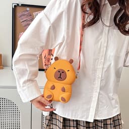 [Lớn, vừa điện thoại] Túi xách silicon đeo chéo chuột lang nước Capybara đựng lì xì thời trang 6