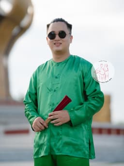 Áo lẻ bà ba nam phi bóng vàng đồng/ xanh dương/ đỏ đô/ trắng/ hồng sen/ xanh lá - Có áo bà ba nam lẻ Bigsize 7