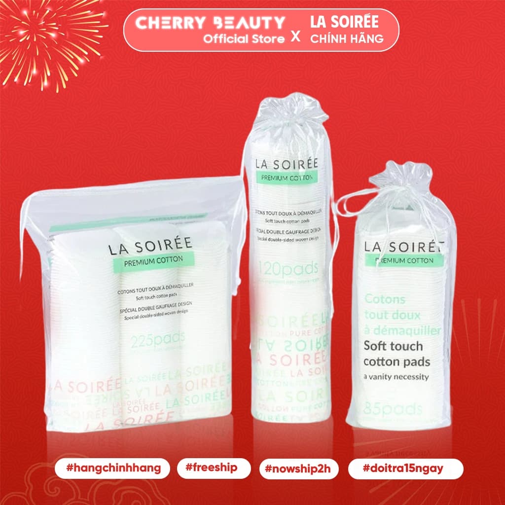Bông tẩy trang La Soirée Cao Cấp Siêu Mềm Mịn 85 pads 120 pads 225 pads | Skin Lab