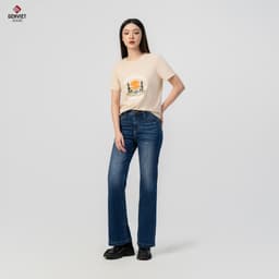 [ẨN] Quần jean ống loe nữ GENVIET JEANS vải denim co giãn nhẹ basic dễ phối đồ đi học đi là 8533 2