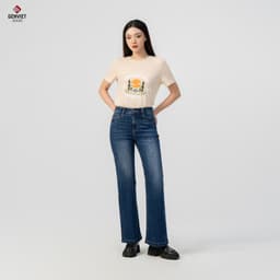 [ẨN] Quần jean ống loe nữ GENVIET JEANS vải denim co giãn nhẹ basic dễ phối đồ đi học đi là 8533 4