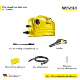 Máy Rửa Xe KARCHER Cầm Tay K 2 Classic - Công suất 1400W - Động cơ chổi than giúp Làm Sạch Xe Máy, Sân vườn dưới 20m2 3