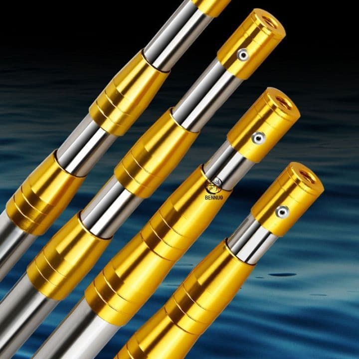 Sào Đầu Vàng Inox Sào rút treo lồng 3m-4m-5m-6m Inox 304 kèm đầu sào - Tặng đầu sào và Túi bổi