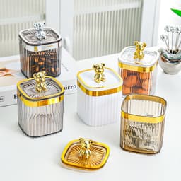 Hộp đựng bánh kẹo tết, tăm bông, hộp MIKA bông tẩy trang tăm xỉa răng trang sức vuông trong suốt 8