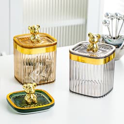 Hộp đựng bánh kẹo tết, tăm bông, hộp MIKA bông tẩy trang tăm xỉa răng trang sức vuông trong suốt 5