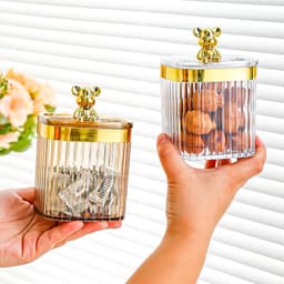 Hộp đựng bánh kẹo tết, tăm bông, hộp MIKA bông tẩy trang tăm xỉa răng trang sức vuông trong suốt 6
