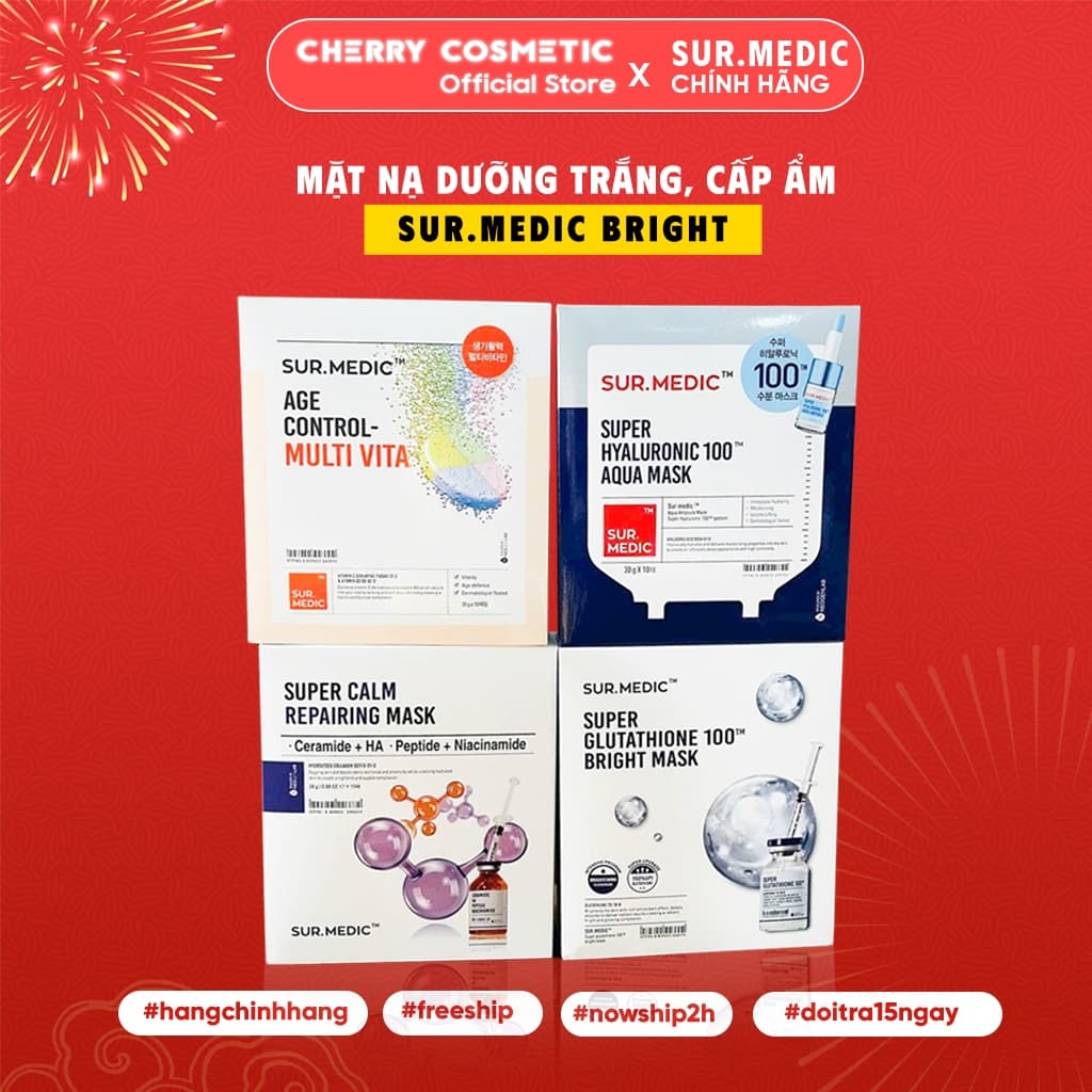 Mặt Nạ Sur.Medic Bright Dưỡng Trắng Da, Phục Hồi ,Dịu Da,Cấp Ẩm 1 Miếng| Skin Lab
