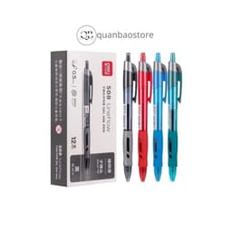 ( Hộp 12 cây)Bút gel bấm Deli S08 0.5mm thiết kế thon gọn trẻ trung, mực xanh- đen. 3