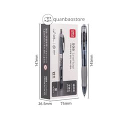( Hộp 12 cây)Bút gel bấm Deli S08 0.5mm thiết kế thon gọn trẻ trung, mực xanh- đen. 2