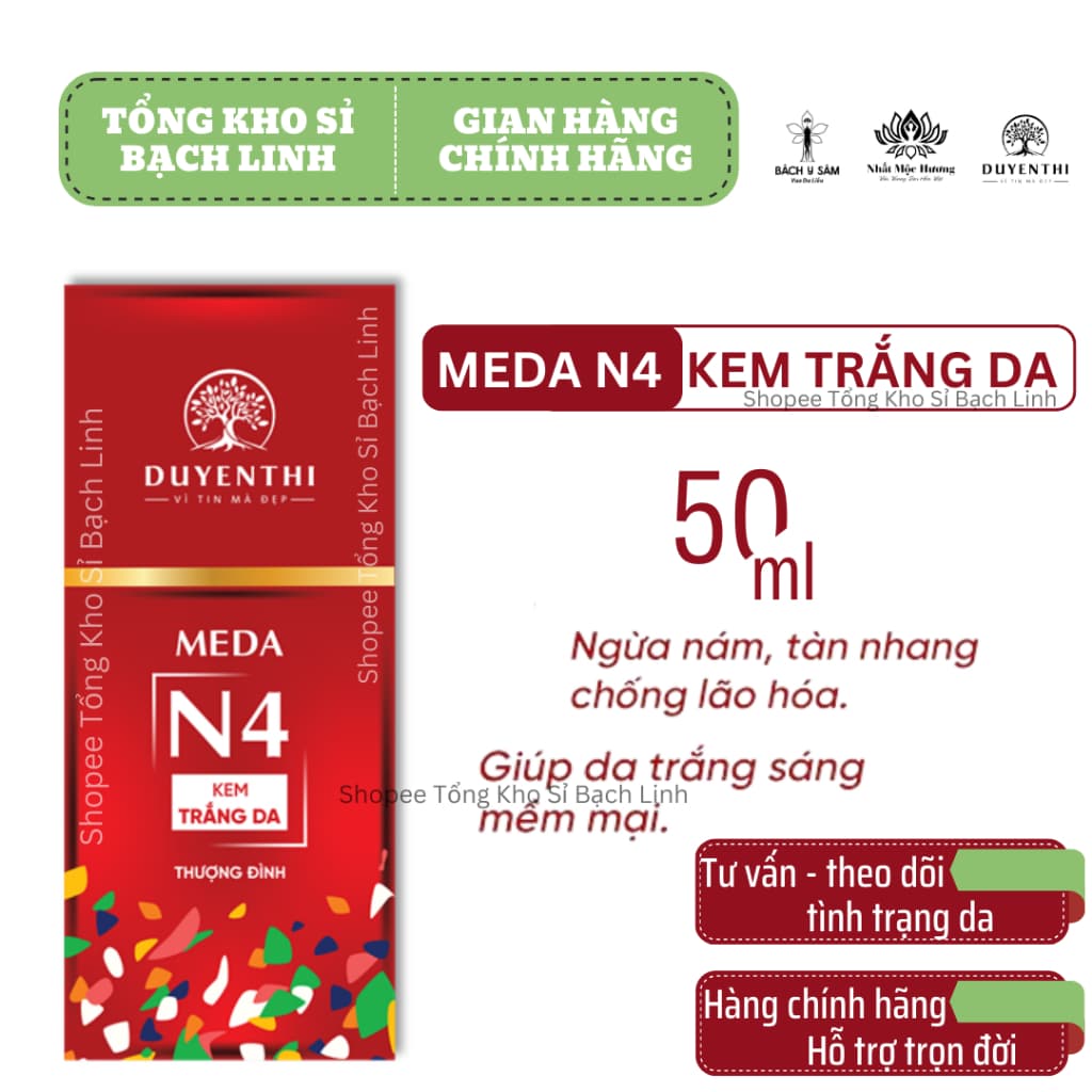 Kem N4 Duyên Thị Bách Y Sâm 50ml (Kem trắng da Thượng Đình) - TRẮNG SÁNG DA MỜ NÁM 50ml