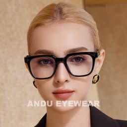 Gọng kính cận thời trang nam nữ ANDU EYEWEAR dáng vuông chống tia UV chất liệu nhựa 91AD37 7