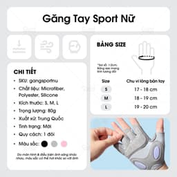 Găng Tay Sport Tập Gym Nữ Chống Trượt Tập Yoga, Gym, Goft, Đạp Xe, Đệm Silicon Cao Cấp - GT-SportNuSilicone 3