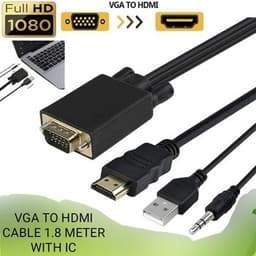 Cáp chuyển đổi VGA sang HDMI dài 1.8m hỗ trợ 1080P cho PC/Laptop ra TV/Monitor 1