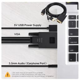 Cáp chuyển đổi VGA sang HDMI dài 1.8m hỗ trợ 1080P cho PC/Laptop ra TV/Monitor 6