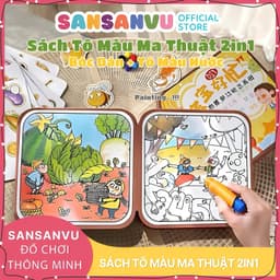 Đồ chơi tranh tô màu nước ma thuật kèm học liệu bóc dán nhiều chủ đề cho bé bộ tập vẽ tranh màu nước trẻ em 3
