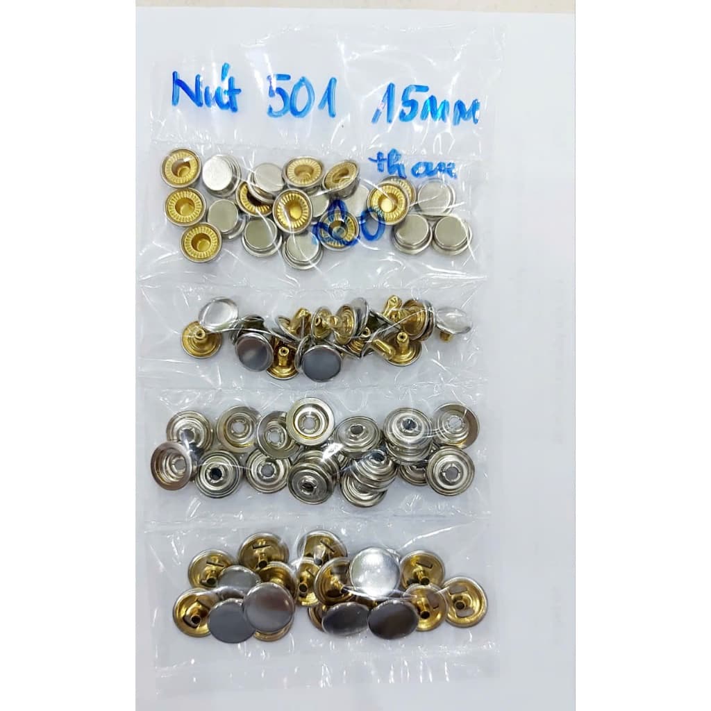Nút bấm 4 thành phần Mã cúc 501 /  503 Bằng thau không gỉ Chuyên làm nút áo da cao cấp, áo khoác, quần jean