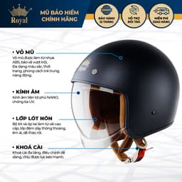 Mũ bảo hiểm 3/4 Royal m139 chính hãng kính âm thời trang cho nam và nữ đi xe máy 6