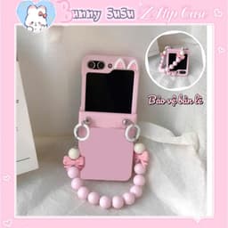 [CÓ SẴN] Ốp Z Flip6 - Z Flip5 - Flip4 - Flip3 5G màu pastel dây nơ charm tai mèo kèm thanh bảo vệ bản lề 1