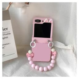 [CÓ SẴN] Ốp Z Flip6 - Z Flip5 - Flip4 - Flip3 5G màu pastel dây nơ charm tai mèo kèm thanh bảo vệ bản lề 2