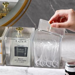 Hộp Đựng Bông Tẩy Trang, Ngoáy Tai, Trang Điểm Cao Cấp Chất Liệu Mica Trong Cao Cấp Dày Dặn 8