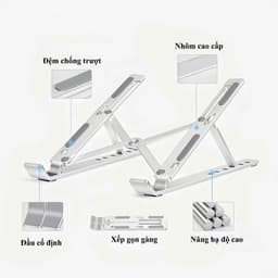 Hợp Kim Nhôm Giá đỡ laptop Đế tản nhiệt laptop gấp gọn điều chỉnh độ cao N3 N8 H5 Kệ tản nhiệt laptop có quạt tản nhiệt 4