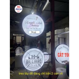 Biển quảng cáo hút nổi, Biển mica hút nổi, hộp đèn, IN 2 MẶT, CÓ THANH TREO(KT 60*60cm) 2