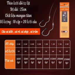 Thẻo câu đài buộc sẵn lưỡi tự lật tự động đóng đâm cá câu cá rô cá diếc cá chép cá trắm 1vỉ 10 cặp 2