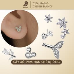 Bông Tai Nữ NHÀ CÚ Hoa Tulip Bướm Nơ Cây Xỏ Bạc 925 Màu Bạc Nữ Tính 17751 1